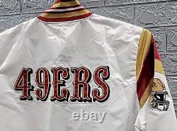 New Starter San Francisco 49ers Satin Full Snap Varsity Jacket White Sz 2XL