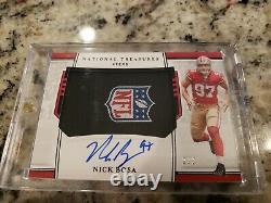 Nick Bosa 2/3 National Treasures 49ers NFL Shield patch 1/1 on card Auto