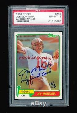 Psa 8 Joe Montana 1981 Topps Auto With Inscription Rc Jersey Numbered 16/16 Wow