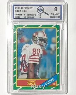 RARE Jerry Rice 1986 Topps Rookie Card RC GRADED SSA 8 NM-Mt San Francisco 49ers