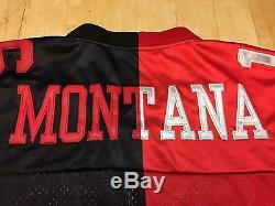 RARE Mens San Francisco 49ers Joe Montana Nike SPLIT Red AND Black Jersey Sz 44