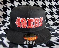 RARE San Francisco 49ers Saloon Script New Era 59FIFTY Fitted Cap 7 5/8 hat vtg