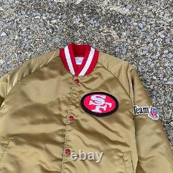 RARE VTG San Francisco 49ers Gold Chalk Line Team NFL Satin Jacket Medium