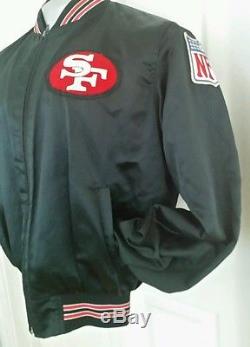 RARE Vintage NFL San Francisco Forty Niners 49ers embroidered Black satin jacket