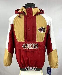 SAN FRANCISCO 49ERS 2022 Starter Hooded Half Zip Pullover Jacket LARGE, XL, 2X
