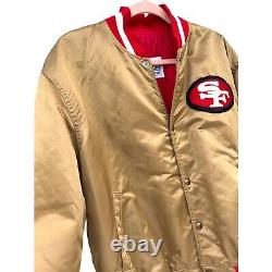 SAN FRANCISCO 49ERS NFL Vintage Chalk Line Gold Satin Jacket. XtraLarge XL 80s-9