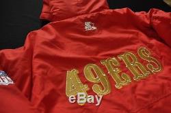 SAN FRANCISCO 49ERS Parka Hooded Jacket STARTER Vintage NFL Red Mens L