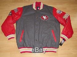 San Francisco 49ers Super Bowl Champions Wool Leather Varsity Jacket Mens XL