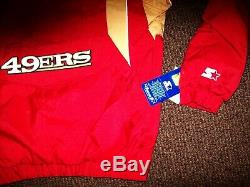SAN FRANCISCO 49ERS Starter Hooded Half Zip Pullover Jacket S M LXL 2X RED