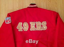 SAN FRANCISCO 49ers FORTY NINERS SF STARTER Jacket Satin RARE RED Vintage LARGE