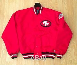 SAN FRANCISCO 49ers FORTY NINERS SF STARTER Jacket Satin RARE RED Vintage LARGE