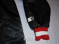 SF San Francisco 49ers BLACK Shiny Satin Jacket STARTER Brand Vintage Large Nice