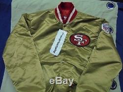 SF San Francisco 49ers GOLD Shiny Satin Jacket STARTER Pro Line Large Authentic