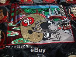 SF San Francisco 49ers Vintage TEAM LEGENDS Black Satin Jacket XL 1992 Nice