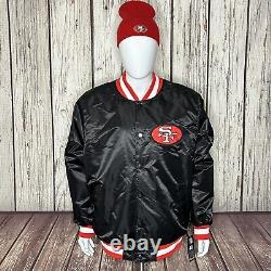 STARTER San Francisco 49ers SATIN BLACK Bomber Jacket Sz Medium Super Bowl patch