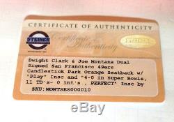 STEINER Joe Montana Dwight Clark Catch Play Drawn Candlestick Seatback Signed