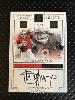 STEVE YOUNG 2017 Panini Impeccable Victory On Card Auto #5/5! SF 49ers
