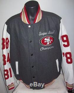 San Francisco 49ERS Super Bowl Championship Wool & Leather Jacket M L 