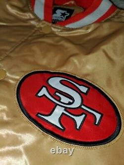 San Francisco 49ers 1990 Superbowl Badges Starter Jacket Quilt Lined Sz Med