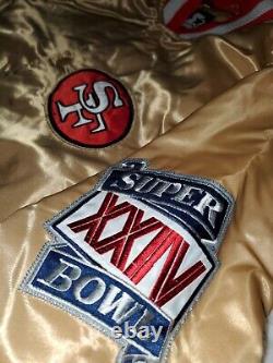 San Francisco 49ers 1990 Superbowl Badges Starter Jacket Quilt Lined Sz Med