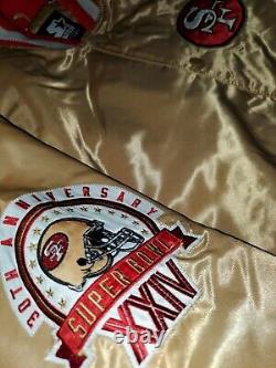 San Francisco 49ers 1990 Superbowl Badges Starter Jacket Quilt Lined Sz Med