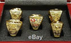 San Francisco 49ers 5 Super Bowl Rings With Wooden Display Montana Rice Young