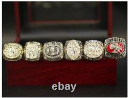 San Francisco 49ers 6Pcs NFL Ring With RoseWood Gift Box- Collector's Ring Sz 11