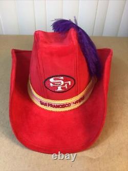 San Francisco 49ers AJD Red Velvet Cowboy Hat Size MED 1980's Vintage Rare