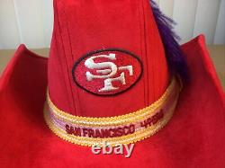 San Francisco 49ers AJD Red Velvet Cowboy Hat Size MED 1980's Vintage Rare