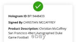 San Francisco 49ers CHRISTIAN McCAFFREY Signed Auto Autograph Authentic Football