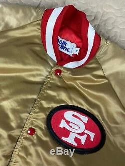 San Francisco 49ers Chalkline Satin Bomber Vintage Jacket Mens Sz XL Big Logo