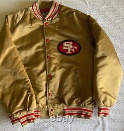 San Francisco 49ers GOLD Satin Bomber Jacket VTG 80s NFL Stahl Urban USA Mens XL