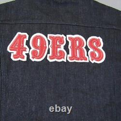 San Francisco 49ers Jacket Mens Large Levis Blue Denim Gold Satin NFL Football ^
