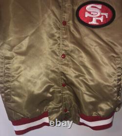 San Francisco 49ers Jacket Size L 1980's Gold Satin Vintage Chalk Line