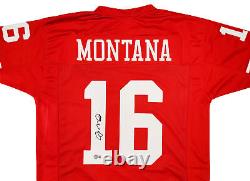San Francisco 49ers Joe Montana Autographed Red Jersey Beckett Bas Qr 209019