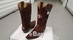 San Francisco 49ers Ladies Brown Leather Boots size 5.5-11 Fancy Stitched Cowboy