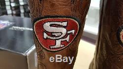 San Francisco 49ers Ladies Brown Leather Boots size 5.5-11 Stitched Cowboy Round
