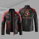 San Francisco 49ers Leather Bomber Jacket Collared Motorcycle Biker Coat Outwear