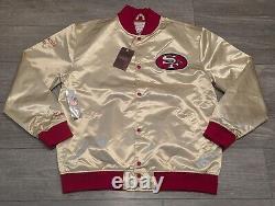 San Francisco 49ers Mitchell & Ness Throwback NFL Gold Satin Jacket Mens 2XL NWT