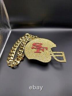 San Francisco 49ers Rhinestone Helmet On Thick Chain