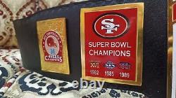 San Francisco 49ers SF Super Bowl Championship Belt Title Leather Brass 2mm