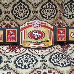 San Francisco 49ers SF Super Bowl Championship Belt Title Leather Brass 2mm