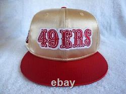 San Francisco 49ers Saloon Script Gold Satin New Era 59FIFTY Fitted Cap sz 8 hat