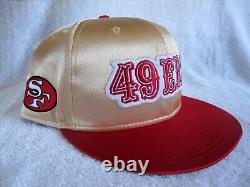 San Francisco 49ers Saloon Script Gold Satin New Era 59FIFTY Fitted Cap sz 8 hat