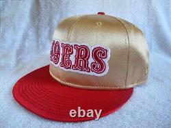 San Francisco 49ers Saloon Script Gold Satin New Era 59FIFTY Fitted Cap sz 8 hat