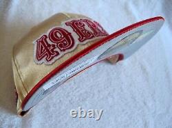 San Francisco 49ers Saloon Script Gold Satin New Era 59FIFTY Fitted Cap sz 8 hat