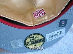 San Francisco 49ers Saloon Script Gold Satin New Era 59FIFTY Fitted Cap sz 8 hat