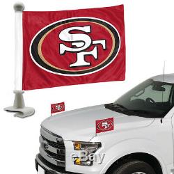 San Francisco 49ers Set of 2 Ambassador Style Car Flags Trunk, Hood