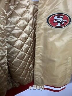 San Francisco 49ers Starter Gold Satin Bomber Jacket Size XL