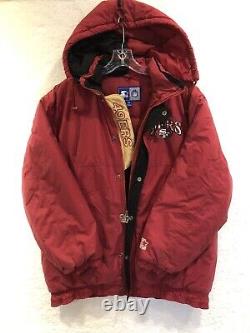 San Francisco 49ers Starter Jacket Removable Hood Mens Size Medium Vintage